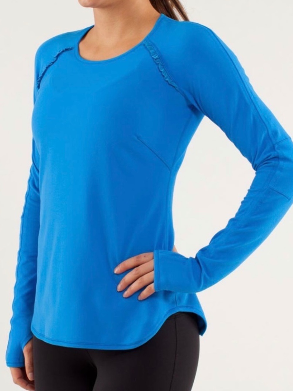 Lululemon | Runder Under Long Sleeve *Silver | Beaming Blue | Size 6